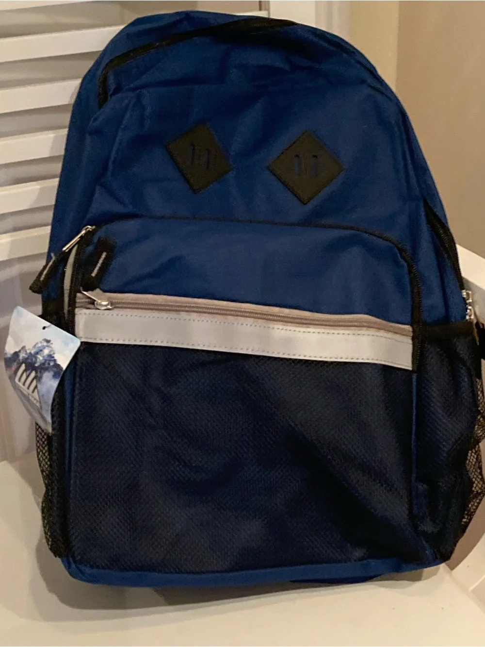 Classic Blue Men's Backpack with Front Mesh Pocket